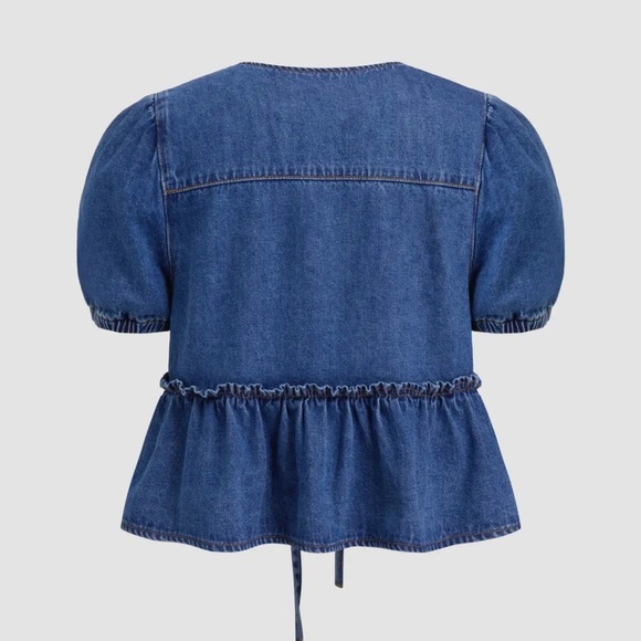 Cider Blue Denim Tie-Front Top size S - Picture 7 of 7
